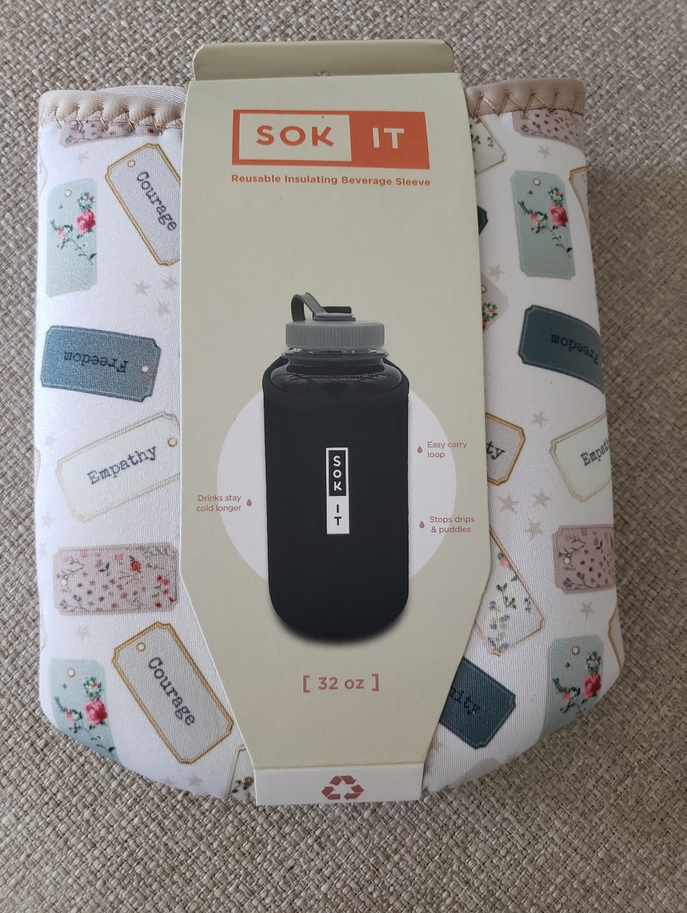 Sok-It Insulated Bottle Sleeve - Floral Tag Print